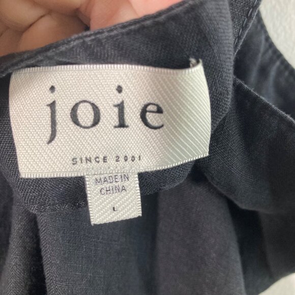 Womens Joie Tiered Linen Midi Sundress Black L Linen Mild fade - Picture 9 of 11